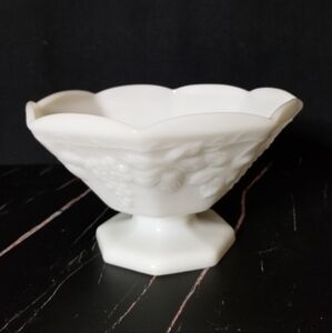 Elegant Milk Glass Fruit Serving Bowl